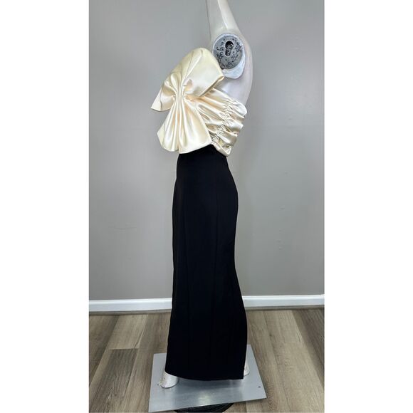 Ronny Kobo Kane Satin Bow Column Cocktail Dress Medium $698 - Picture 7 of 11